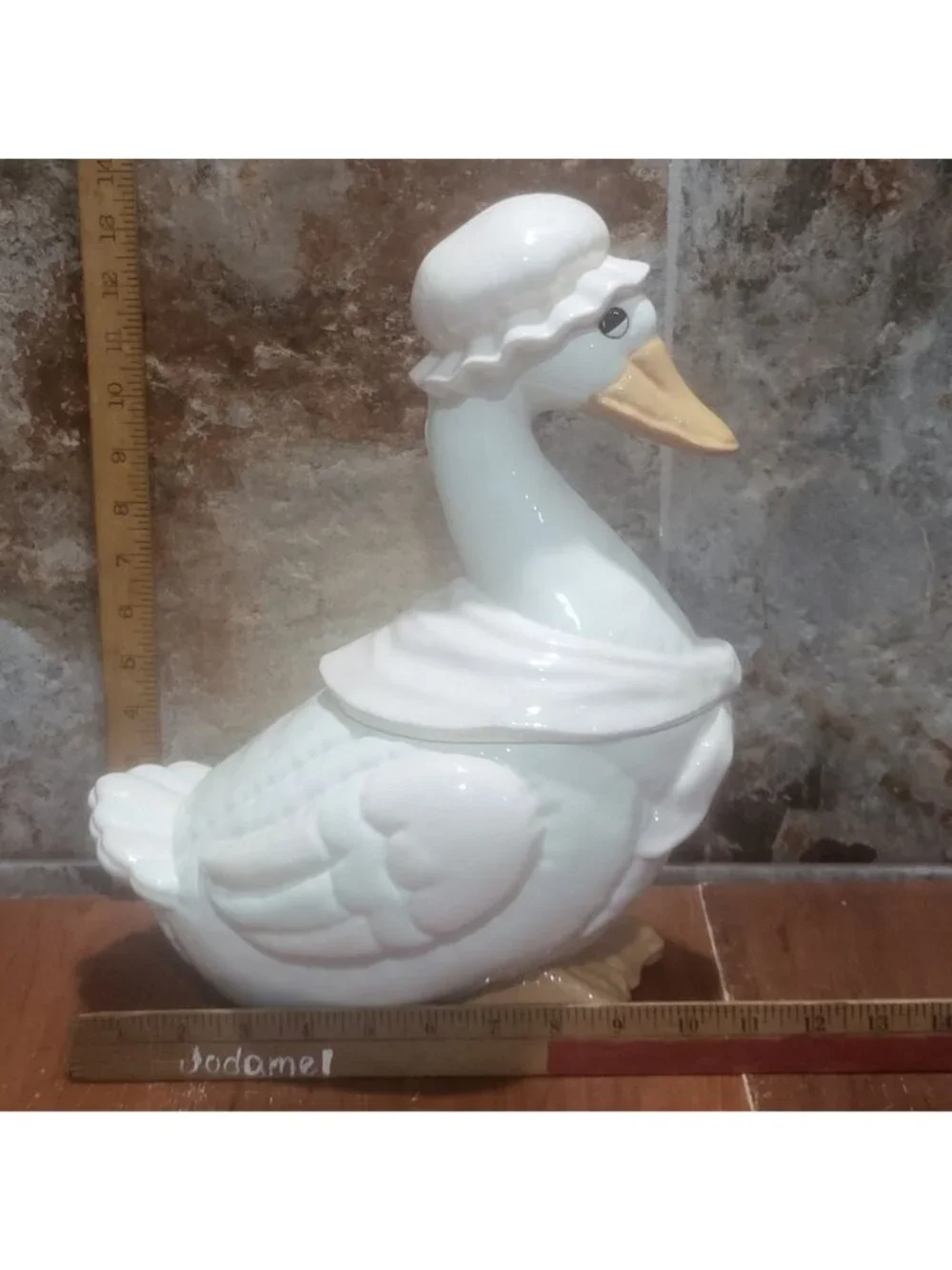 Vintage Large Mother Duck Goose Ceramic Cookie Jar